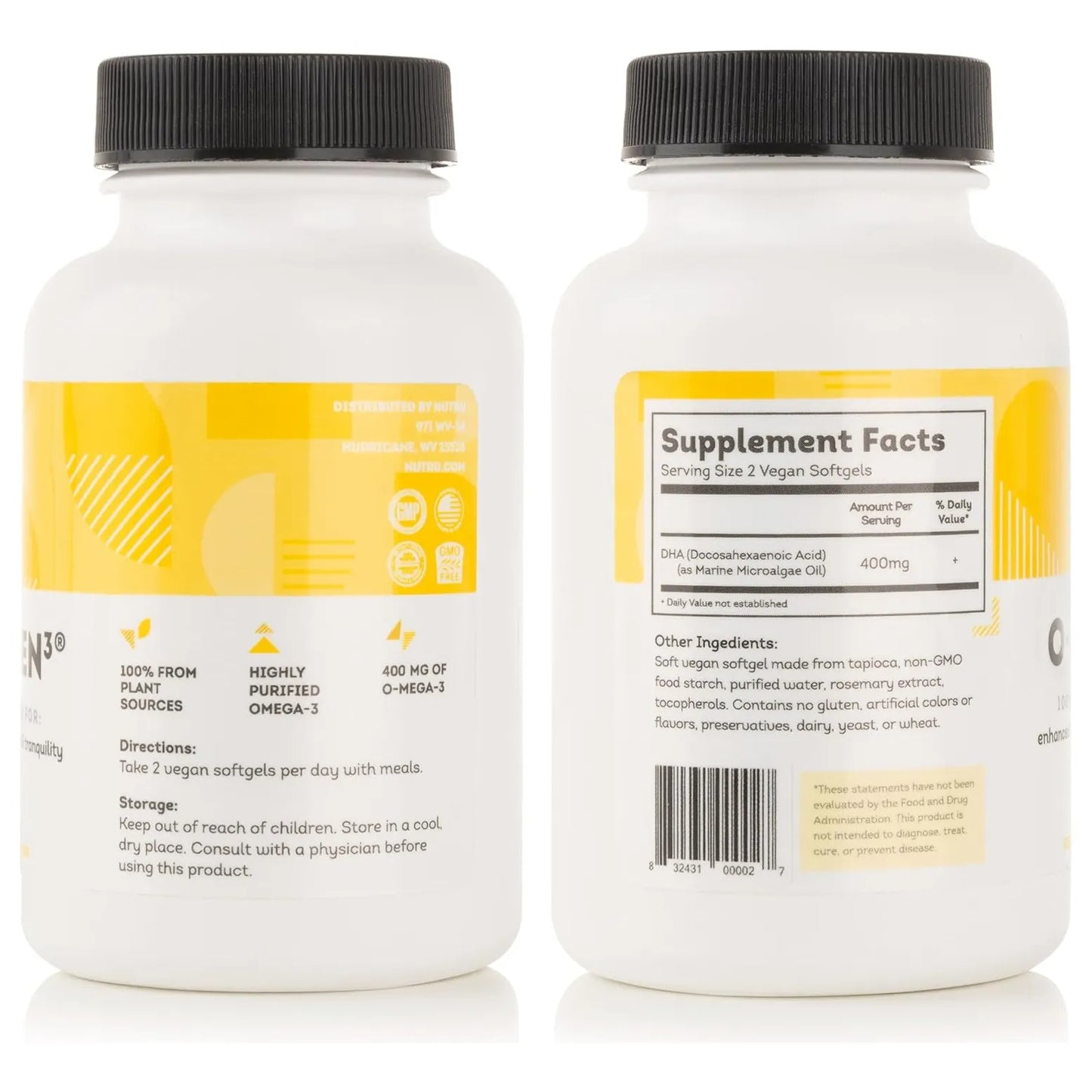 Omega 3 DHA 400 Mg Cápsulas Blandas De Algas Premium 120 Unidades NuTru