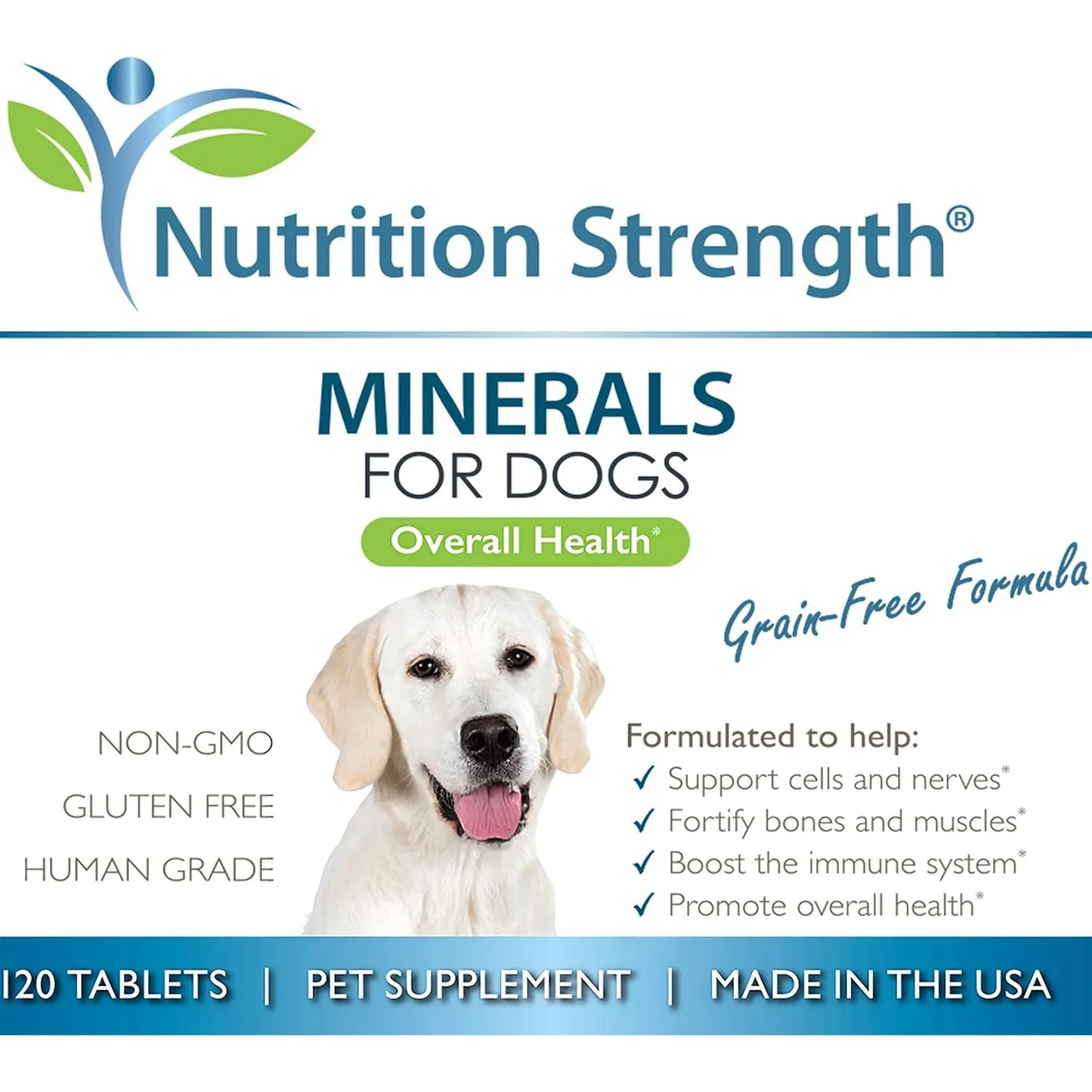Minerales Esenciales Para Perros Nutrición Strength 120 Tabletas Huesos Nervios