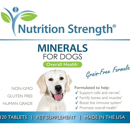 Minerales Esenciales Para Perros Nutrición Strength 120 Tabletas Huesos Nervios