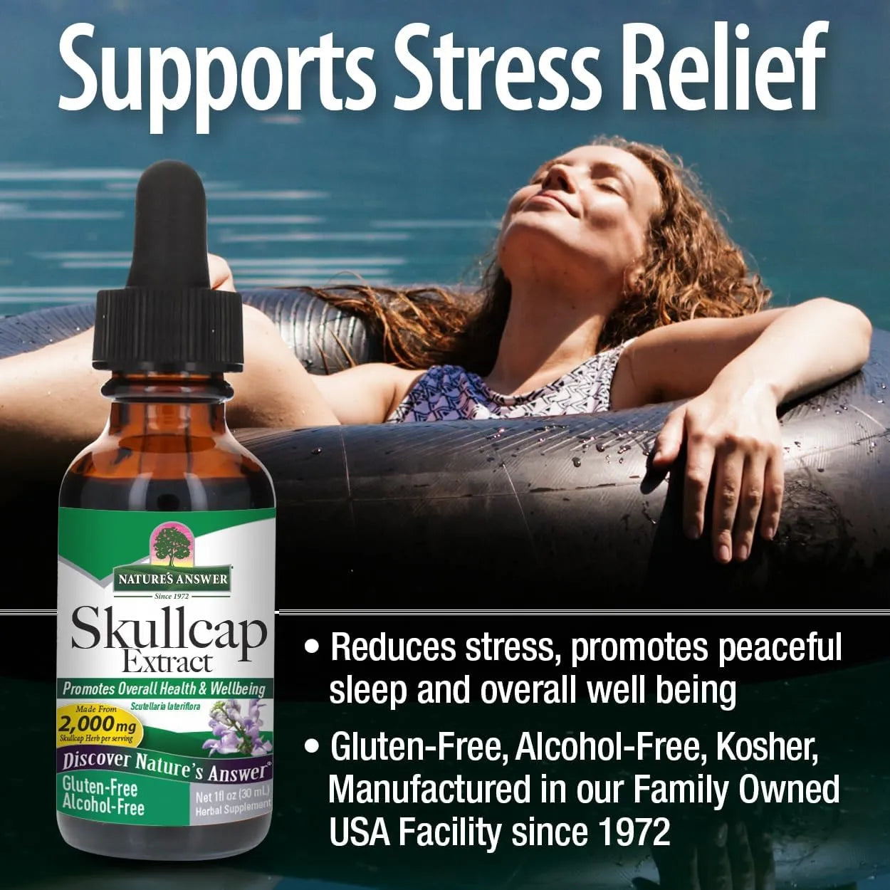 Extracto Liquido De Hierba Skullcap 30ml Apoyo Natural Sistema Nervioso