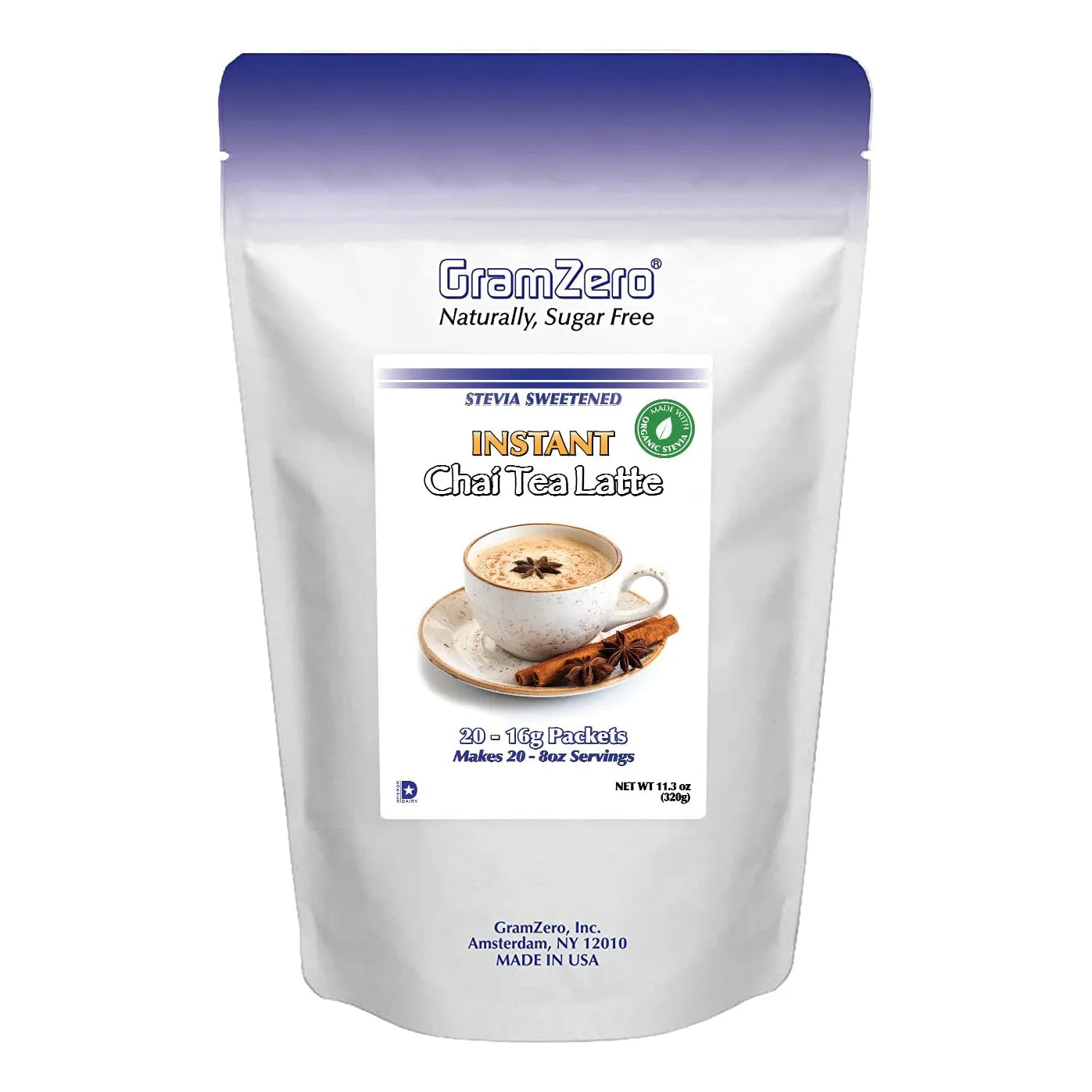 Mezcla Chai Latte Sin Azúcar Endulzado Stevia 20 Sobres Sabor Premium