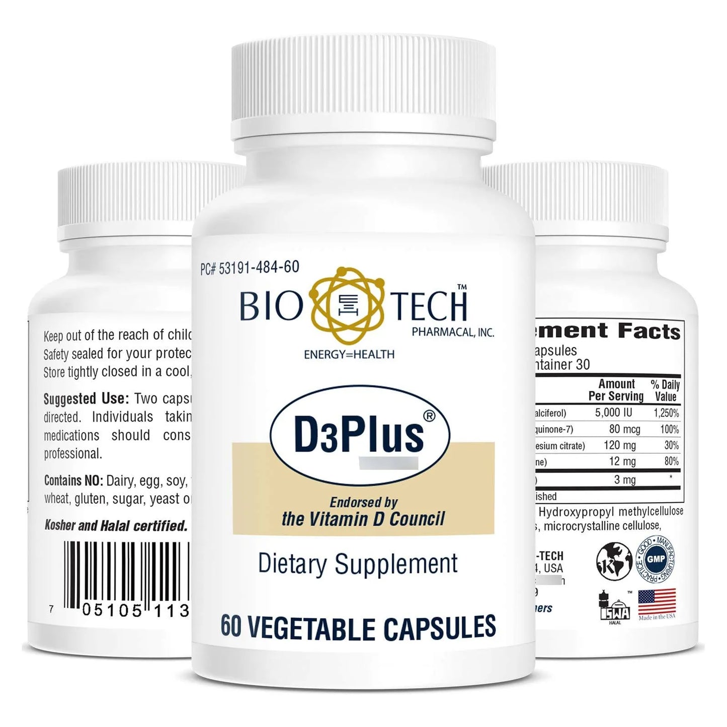 Vitamina D3 Plus 60 Cápsulas 1000 Ui Salud Ósea E Inmunológica