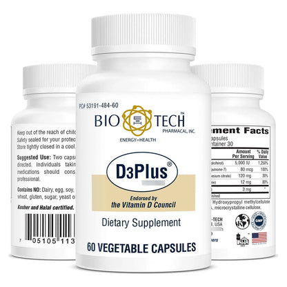 Vitamina D3 Plus 60 Cápsulas 1000 Ui Salud Ósea E Inmunológica
