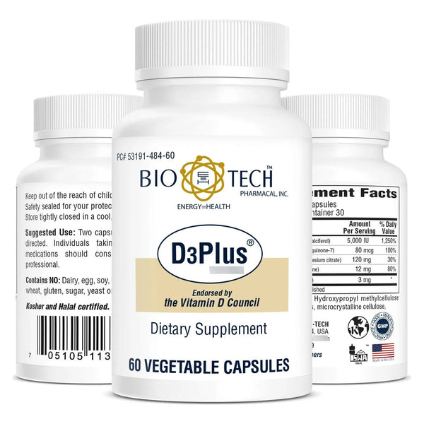 Vitamina D3 Plus 60 Cápsulas 1000 Ui Salud Ósea E Inmunológica