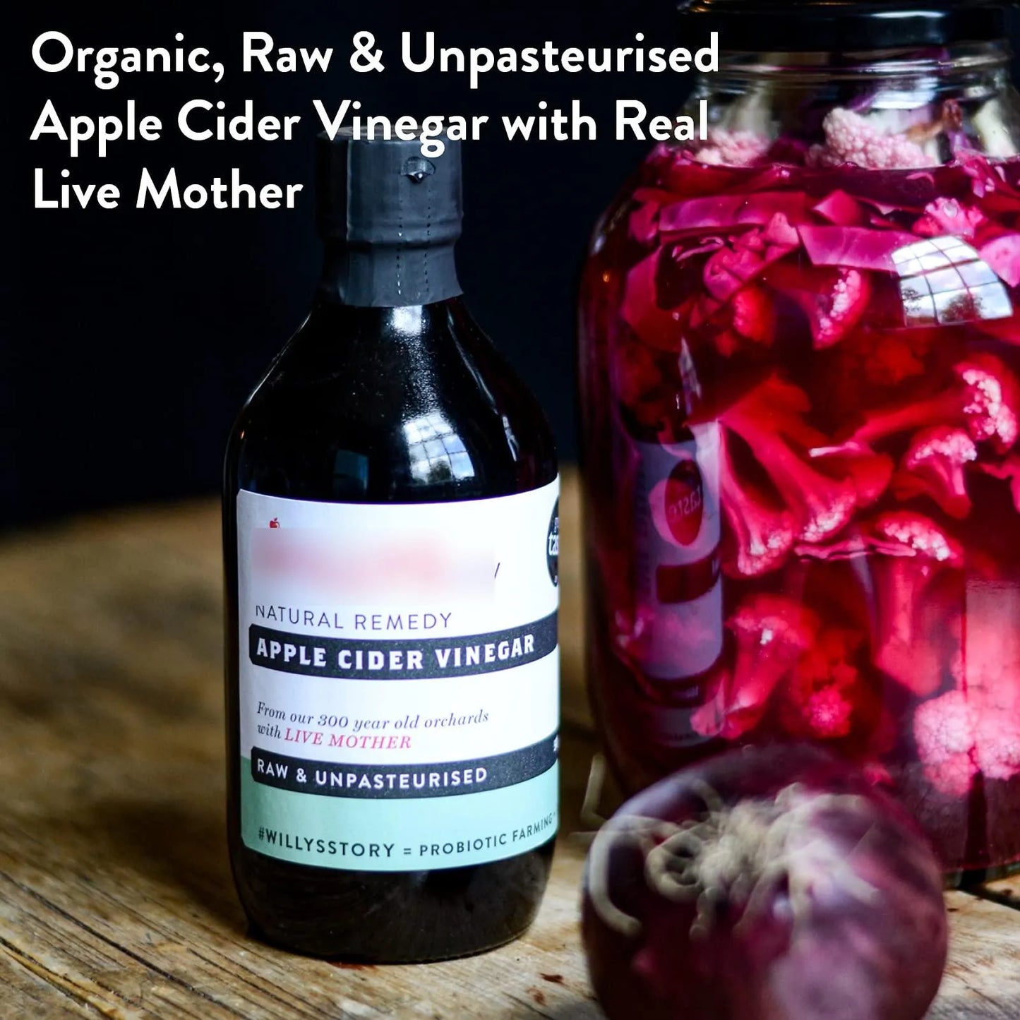 Vinagre De Sidra De Manzana Orgánico Con Madre Probióticos Para Salud Intestinal