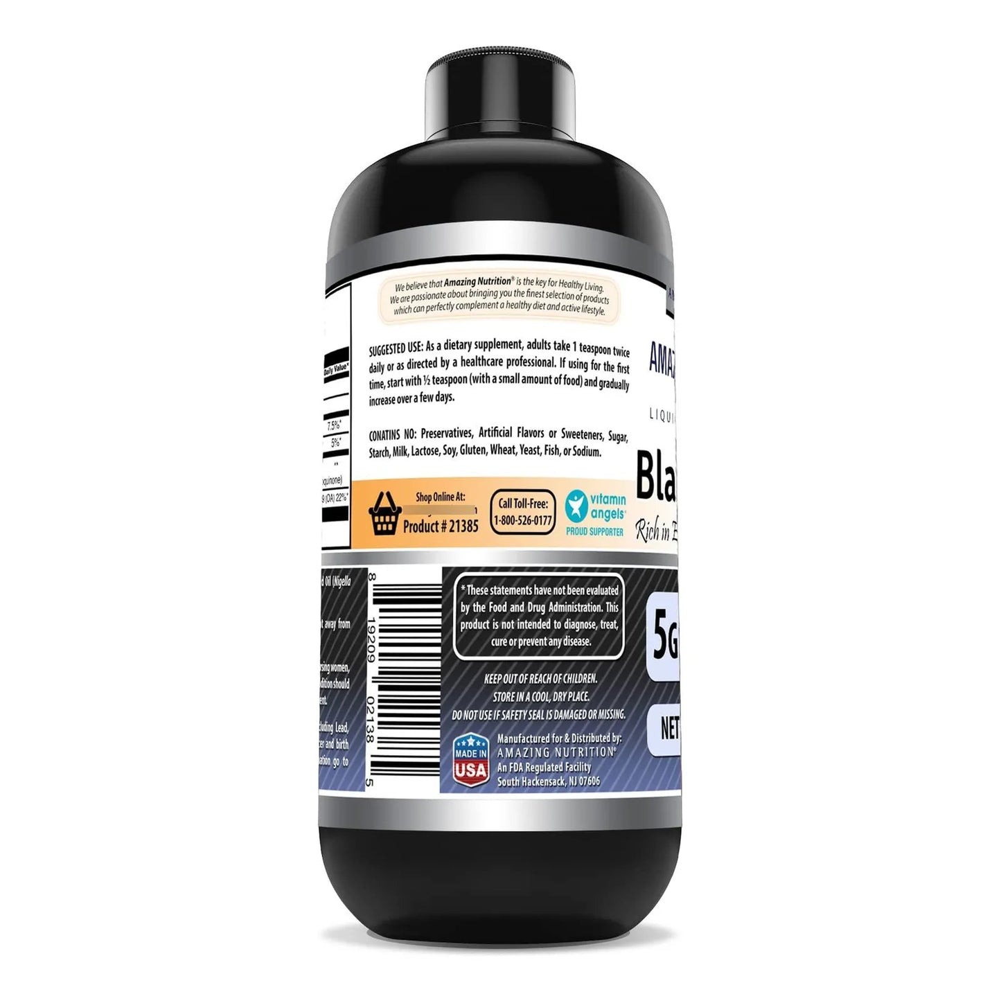Aceite De Semilla Negra Prensado En Frio 473 Ml Natural Nigella Sativa Sin Omg Sin Gluten