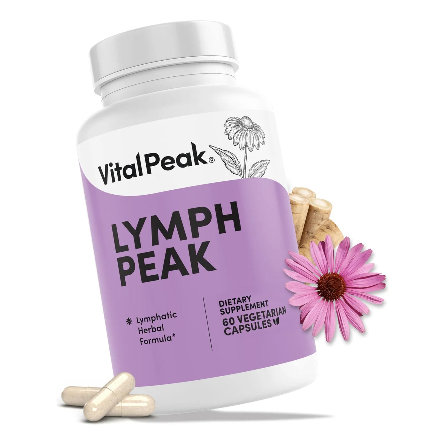 Lymph Peak Suplemento Drenaje Linfático Natural Con Bardana Y Equinácea 60 Cápsulas Vegano