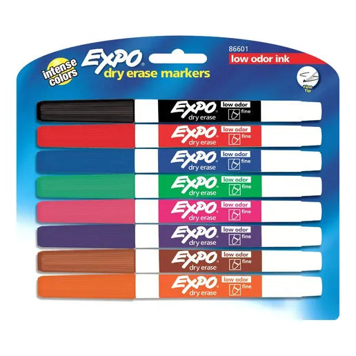 Set De 8 Marcadores Borrable Seco Bajo Olor Expo Colores Variados