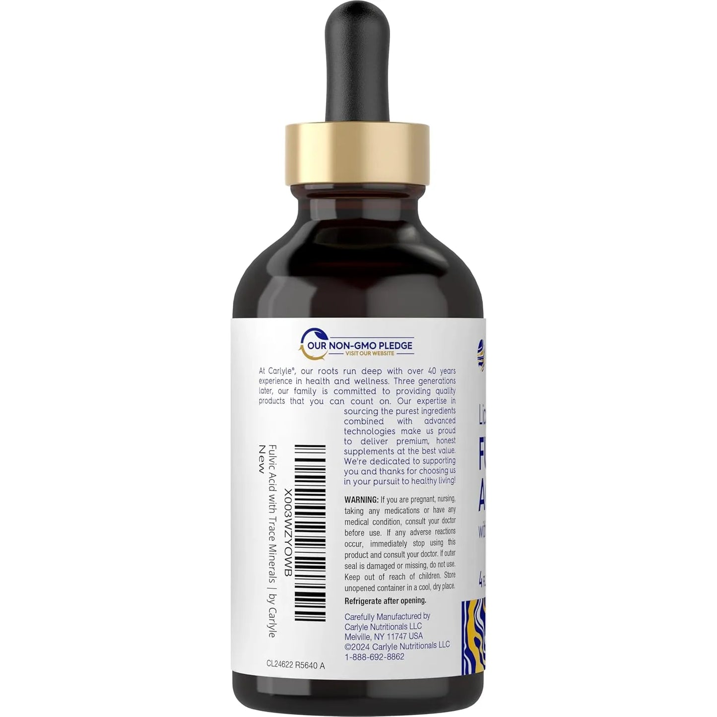 Gotas De Ácido Fúlvico Carlyle 4 Onzas Minerales Líquidos Antioxidante Natural