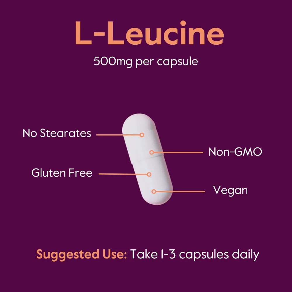 L Leucina 500 Mg 480 Capsulas Veganas Sin Aditivos Para Masa Muscular