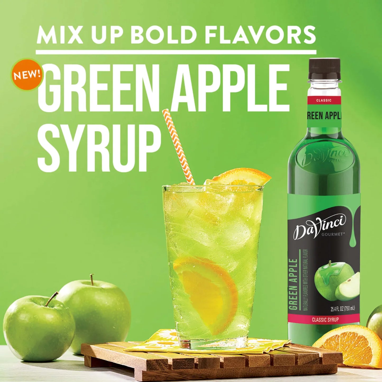 Sirope De Manzana Verde 750 Ml Paquete De 4 Frascos Sabores Naturales