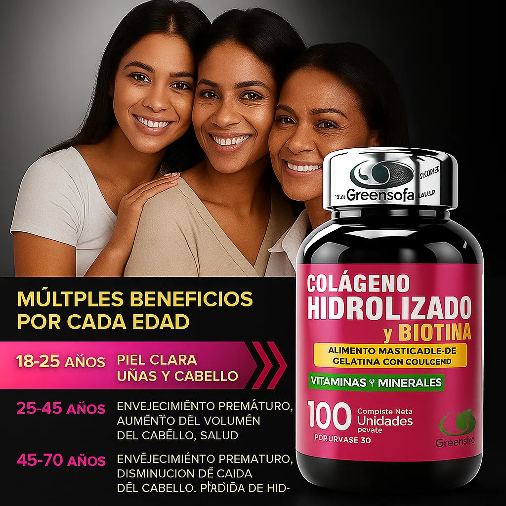 Colágeno Hidrolizado Biotina Green Sofg Cápsulas Sin Sabor Salud Belleza - Imagen 5