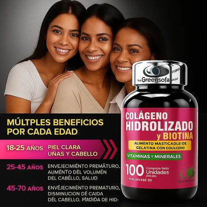 Colágeno Hidrolizado Biotina Green Sofg Cápsulas Sin Sabor Salud Belleza - Imagen 5