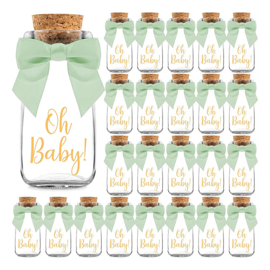 Botellas De Vidrio Para Baby Shower Pack De 24 Con Cintas Y Calcomanías Vintage