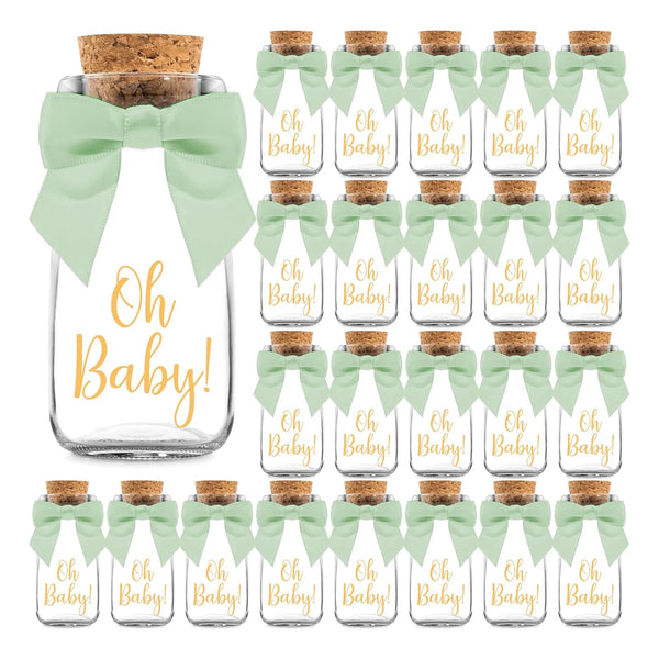 Botellas De Vidrio Para Baby Shower Pack De 24 Con Cintas Y Calcomanías Vintage
