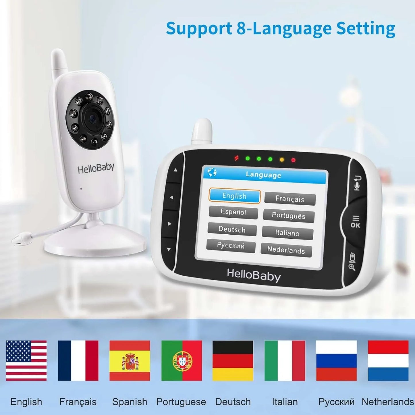 Monitor Video Bebes Hellobaby Hb32 Camara Audio Vision Nocturna