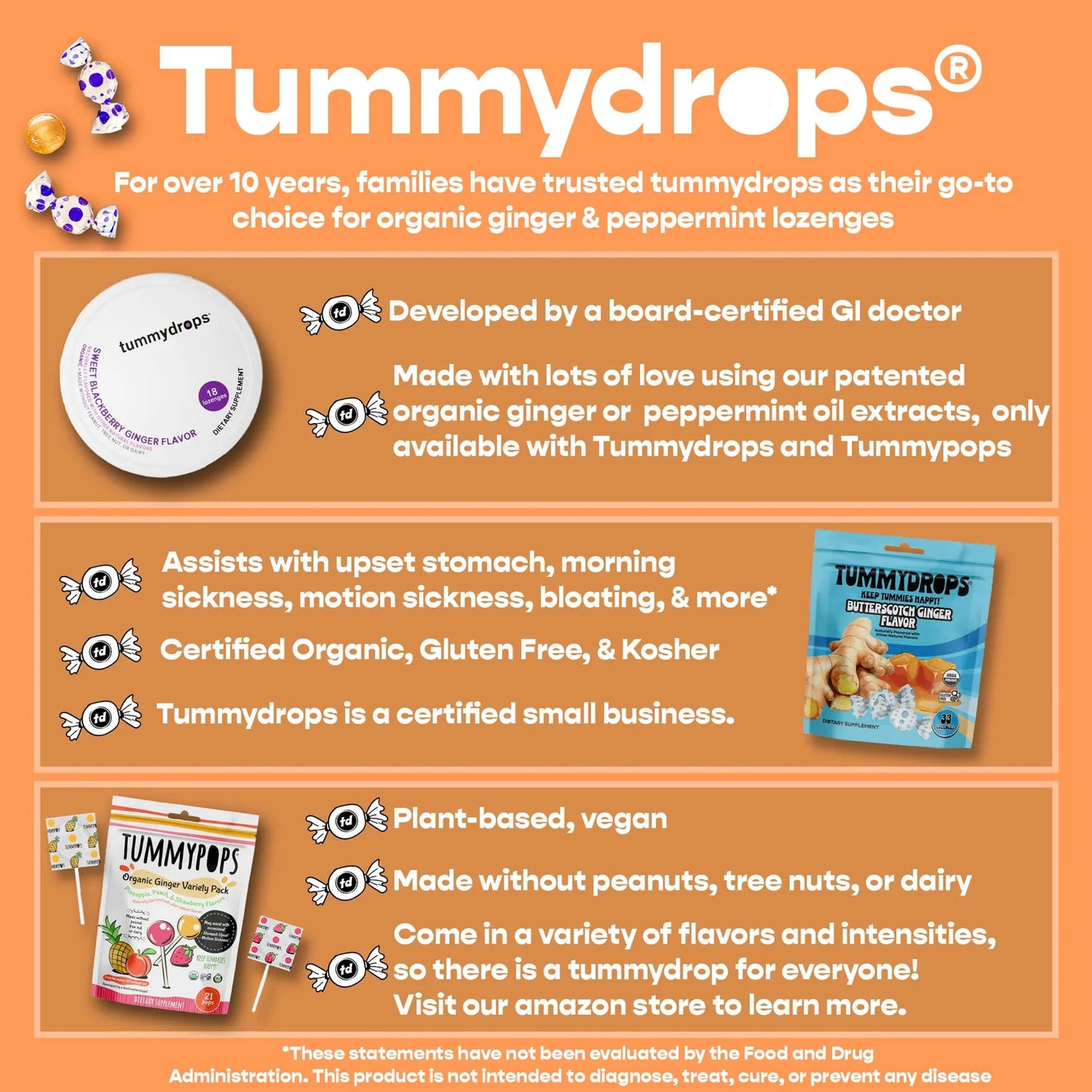 Dulce De Moras Orgánicas Con Jengibre Tummydrops 60ml Alivio Digestivo Natural