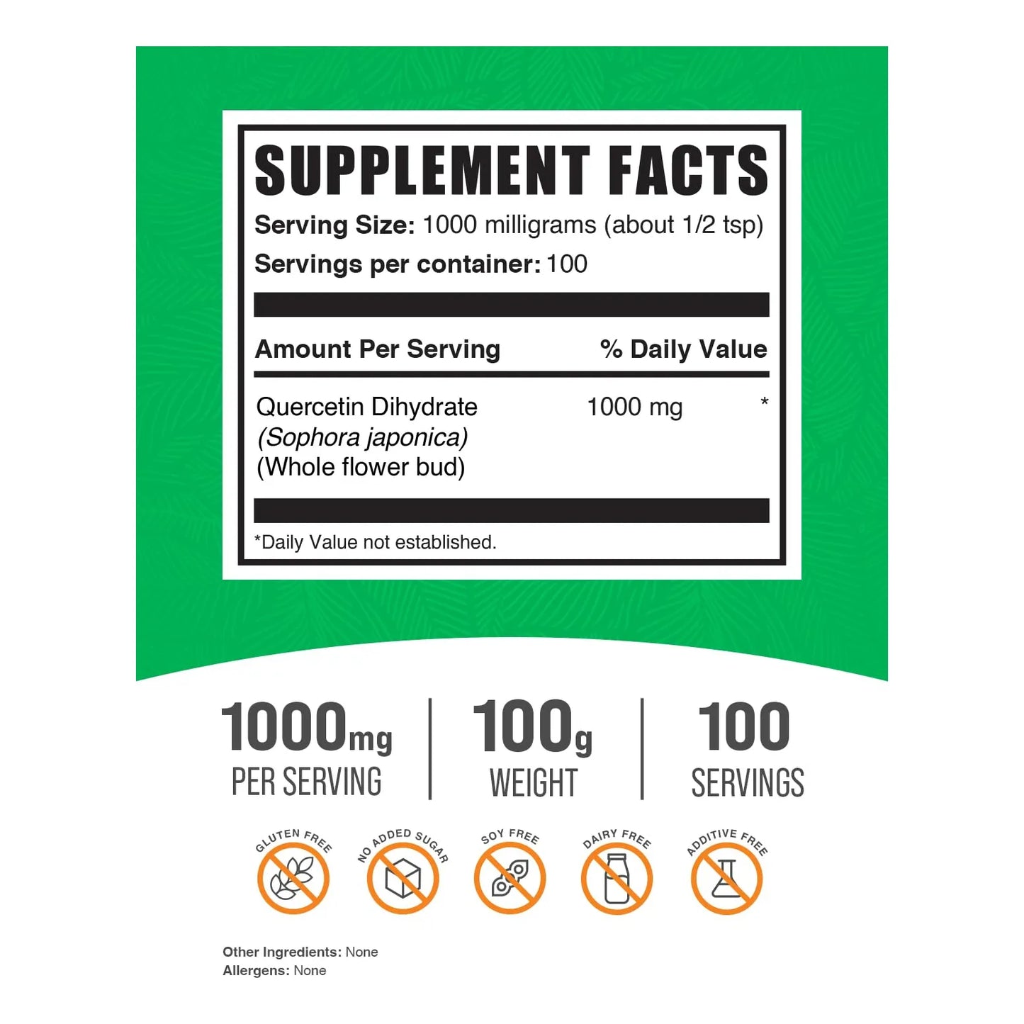 Polvo De Dihidrato De Quercetina Antioxidante 100g Suplemento Cardio E Inmunologico