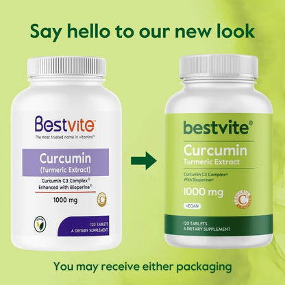 Tabletas De Curcumina 1000 Mg Con Bioperina 120 Unidades Potente Antioxidante Y Antiinflamatorio