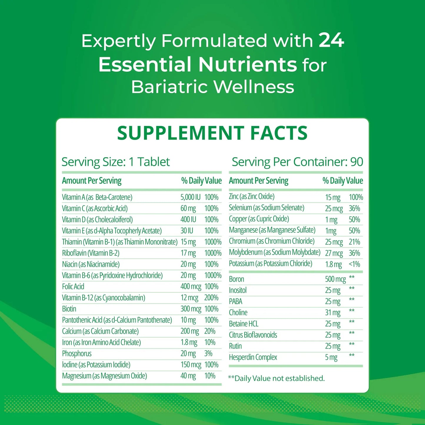 Multivitamínico Bariátrico Con Hierro Energía 90 Tabletas 24 Nutrientes