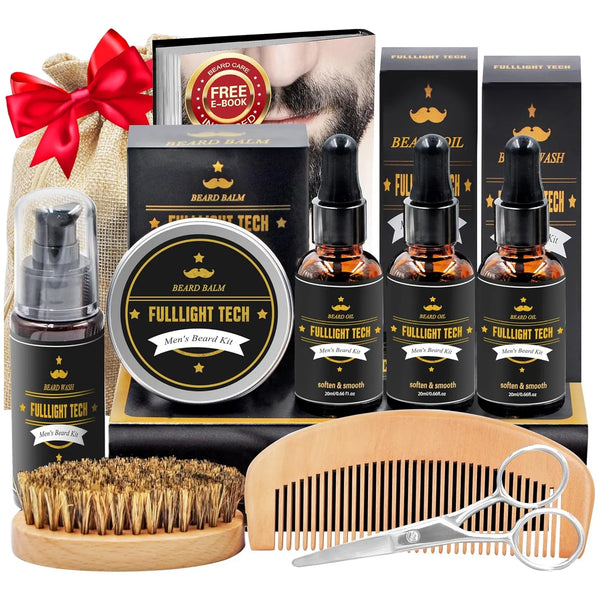 Kit De Barba Premium Con Aceite Bálsamo Y Accesorios Regalo Ideal Para Hombres