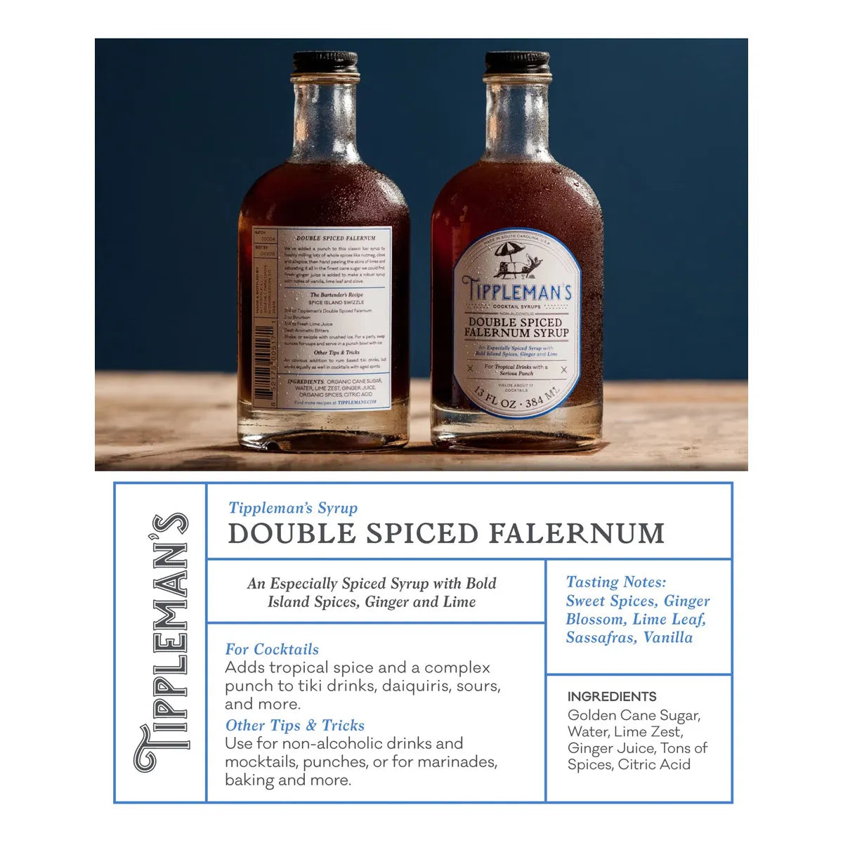 Doble Falernum Especiado Mezclador Artesanal Para Cócteles Premium