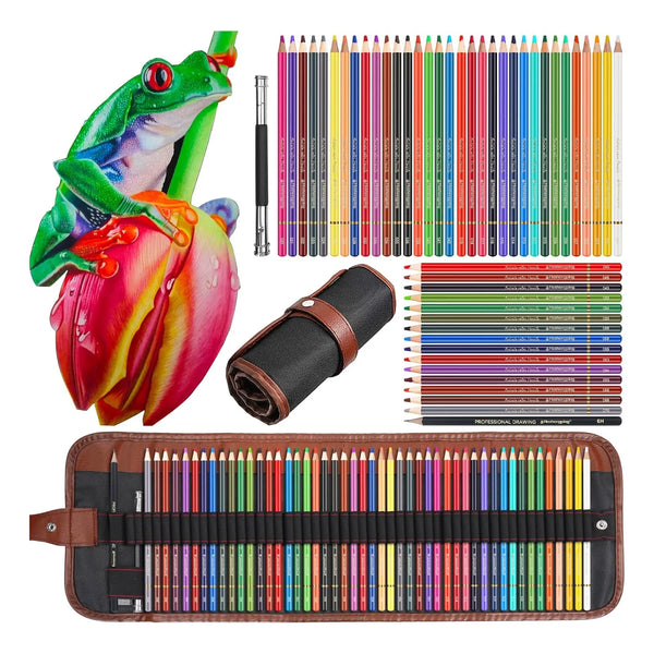 Juego De Lapices De Dibujo 48 Colores Kit De Arte Estuche De Lona Ideal Para Adultos Y Principiantes
