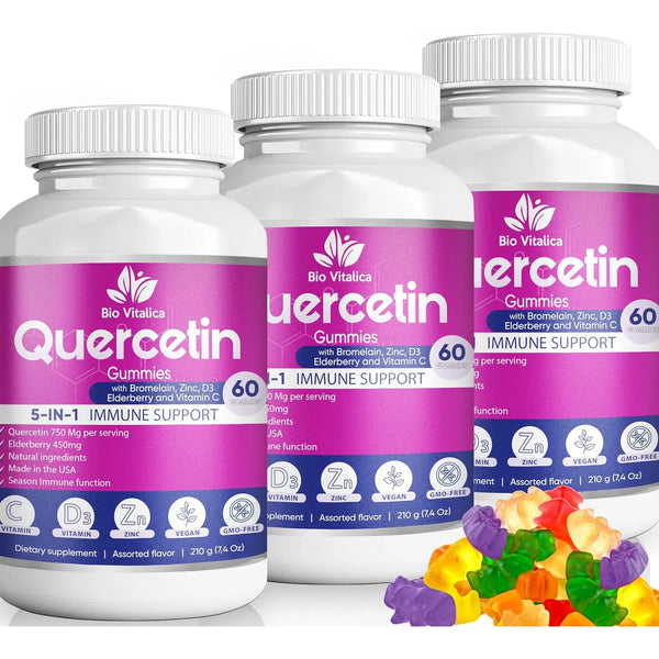 Gomitas De Quercetina Con Bromelina Vitamina C Zinc Y Saúco Potenciador Inmunológico 5 En 1