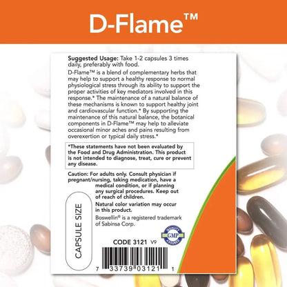 Capsulas D Flame 90 Unidades Antiinflamatorio Natural Vegetariano Sin Gluten