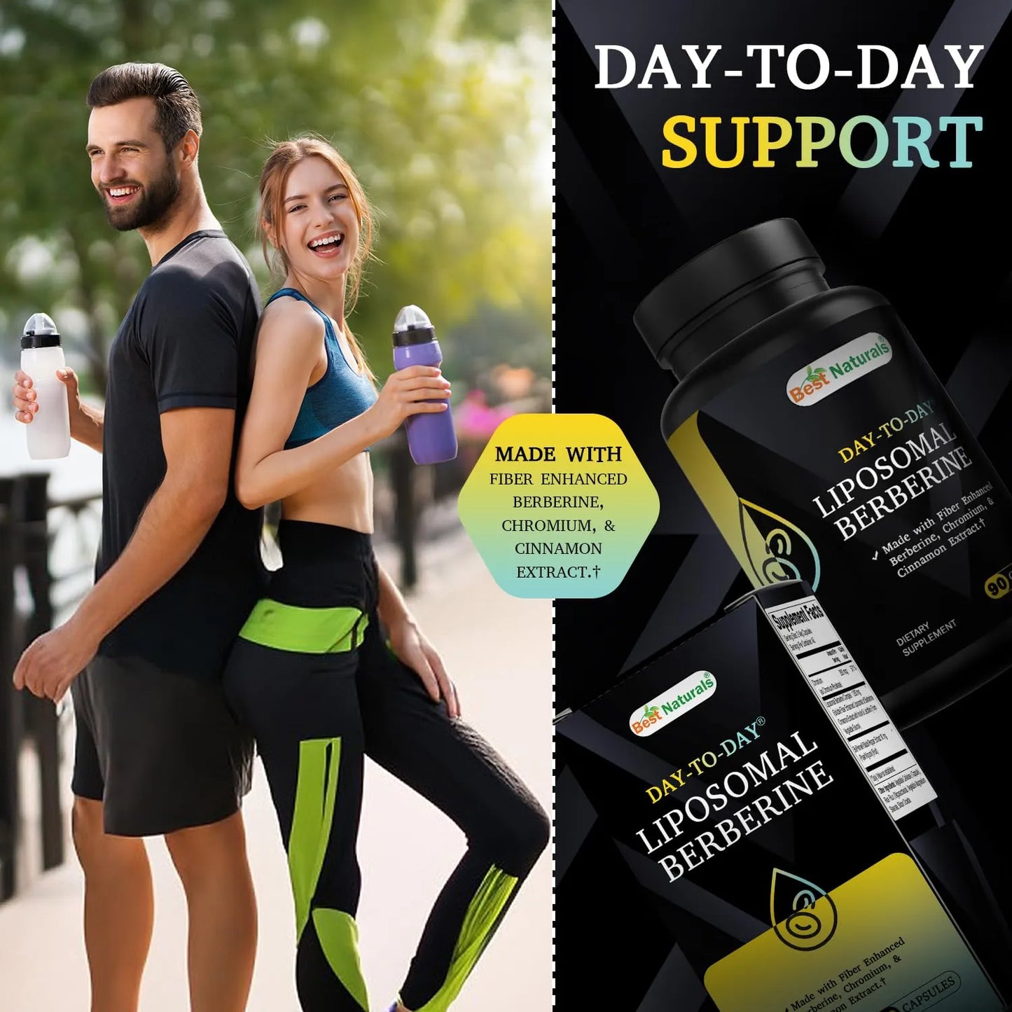 Berberina Liposomal 1200 Mg Con Bioperine Y Fibra 90 Cápsulas Veganas