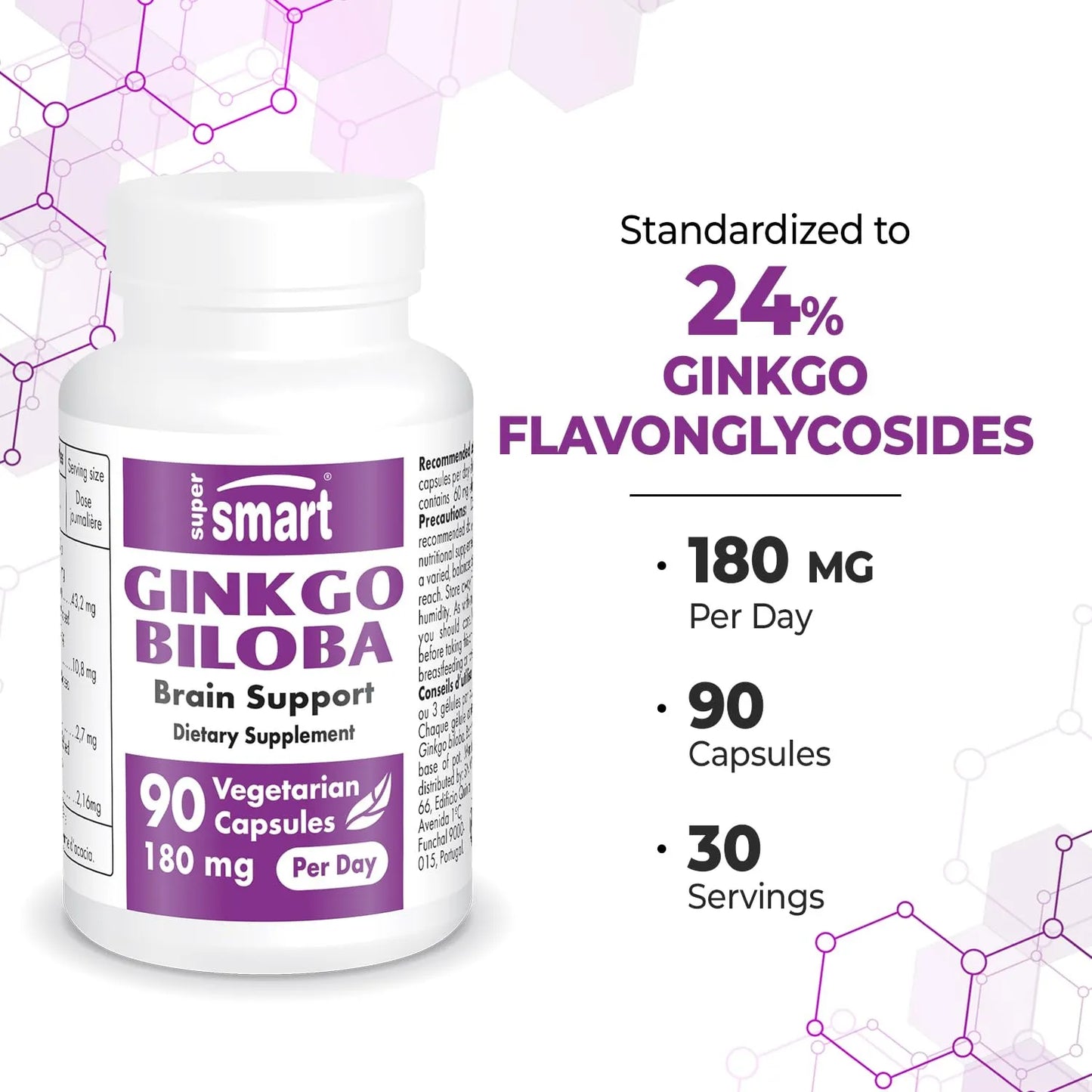 Ginkgo Biloba 180 Mg Extracto Estandarizado 24 Flavonglicos Mejora Memoria Y Circulacion