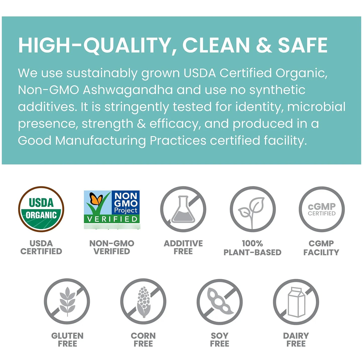 Ashwagandha Organico 670 Mg 90 Capsulas Alivio Estrés Certificado USDA
