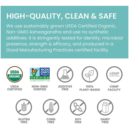 Ashwagandha Organico 670 Mg 90 Capsulas Alivio Estrés Certificado USDA
