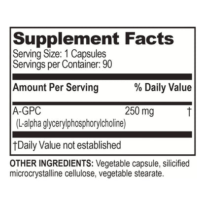 Ultra Alpha GPC 500 Mg 90 Porciones Mejora Memoria Y Concentracion