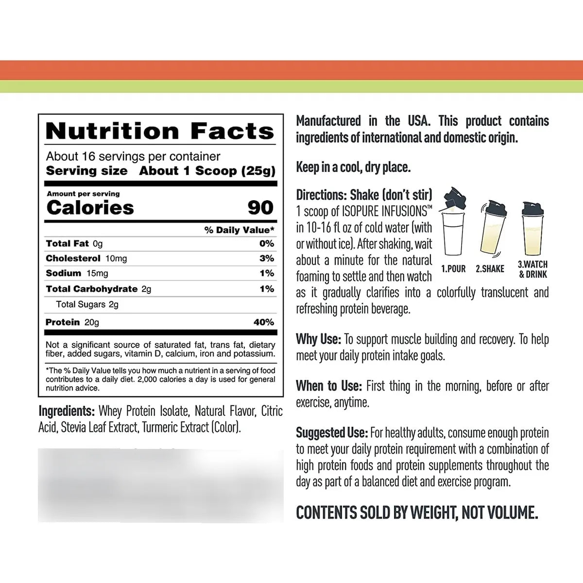 Isopure Proteina De Suero De Leche 20 Gr Mango Lima 400 G Importado Estados Unidos
