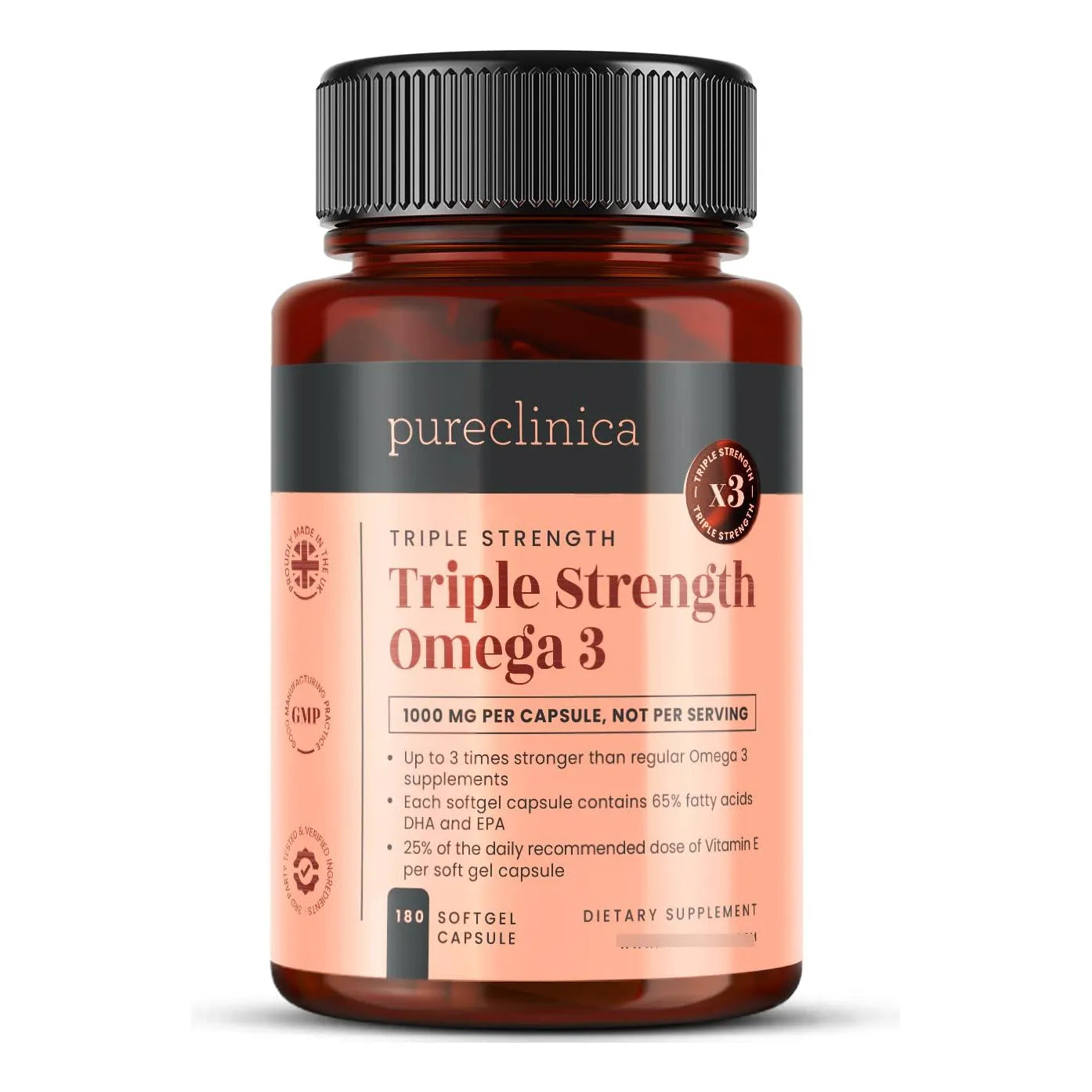 Omega 3 Triple Fuerza 1000 Mg 180 Capsulas Suministro Para 6 Meses