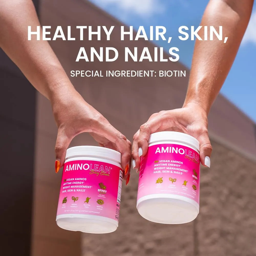 AminoLean Pre Entrenamiento Energía Limpia Con Biotina Elixir De Bayas 30 Porciones