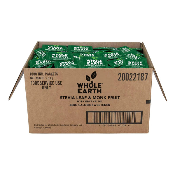 Edulcorante Natural Stevia Y Fruta De Monje Whole Earth 1000 Paquetes Cero Calorias