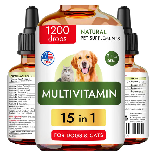 Vitaminas Líquidas 10 En 1 Para Gatos Y Perros Multivitamínico Con Glucosamina Y Vitaminas C D3 B12