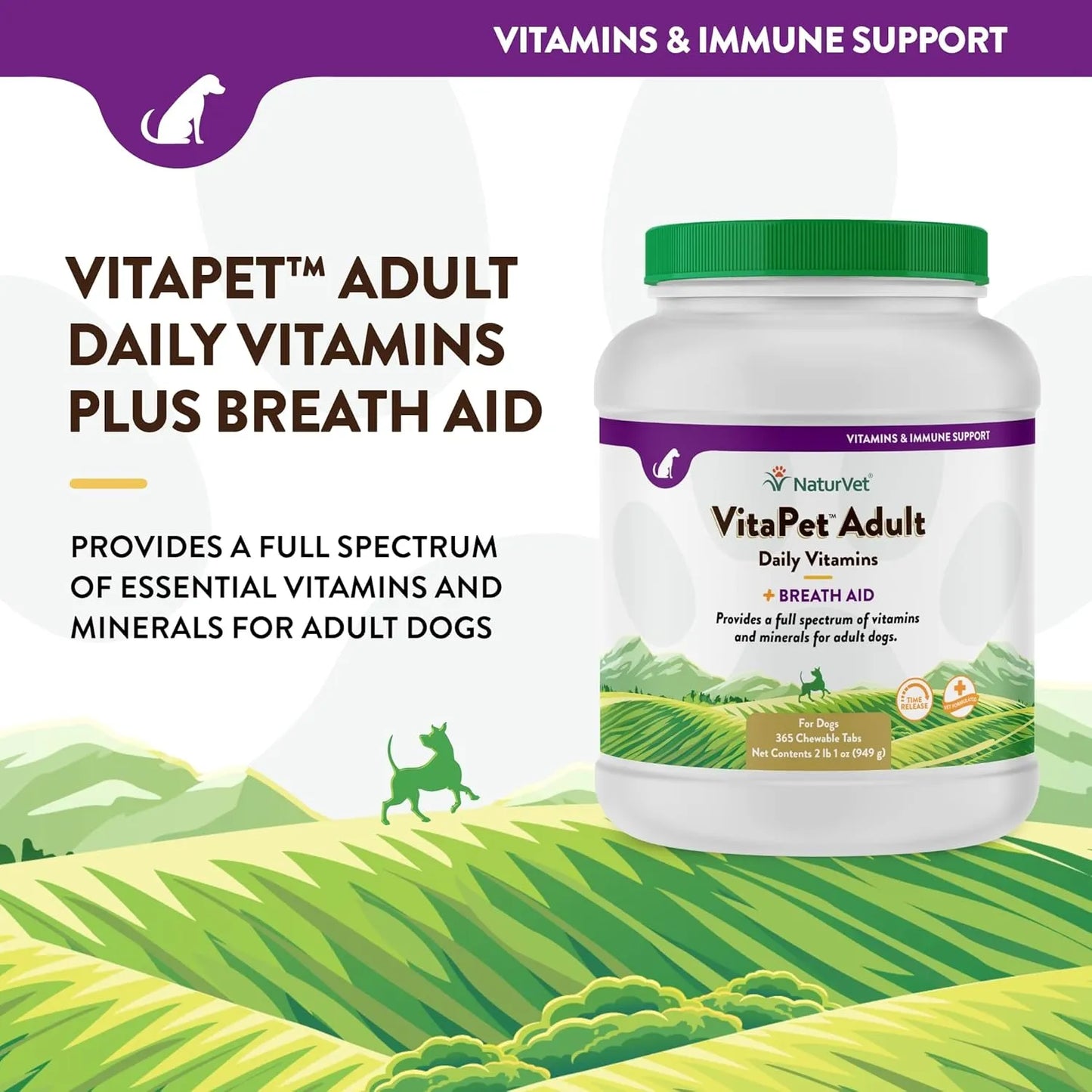 Tabletas Para Mejorar Aliento Perros Adultos NaturVet Vita Pet Plus Liberacion Prolongada 365 Ct