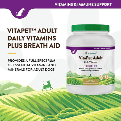 Tabletas Para Mejorar Aliento Perros Adultos NaturVet Vita Pet Plus Liberacion Prolongada 365 Ct