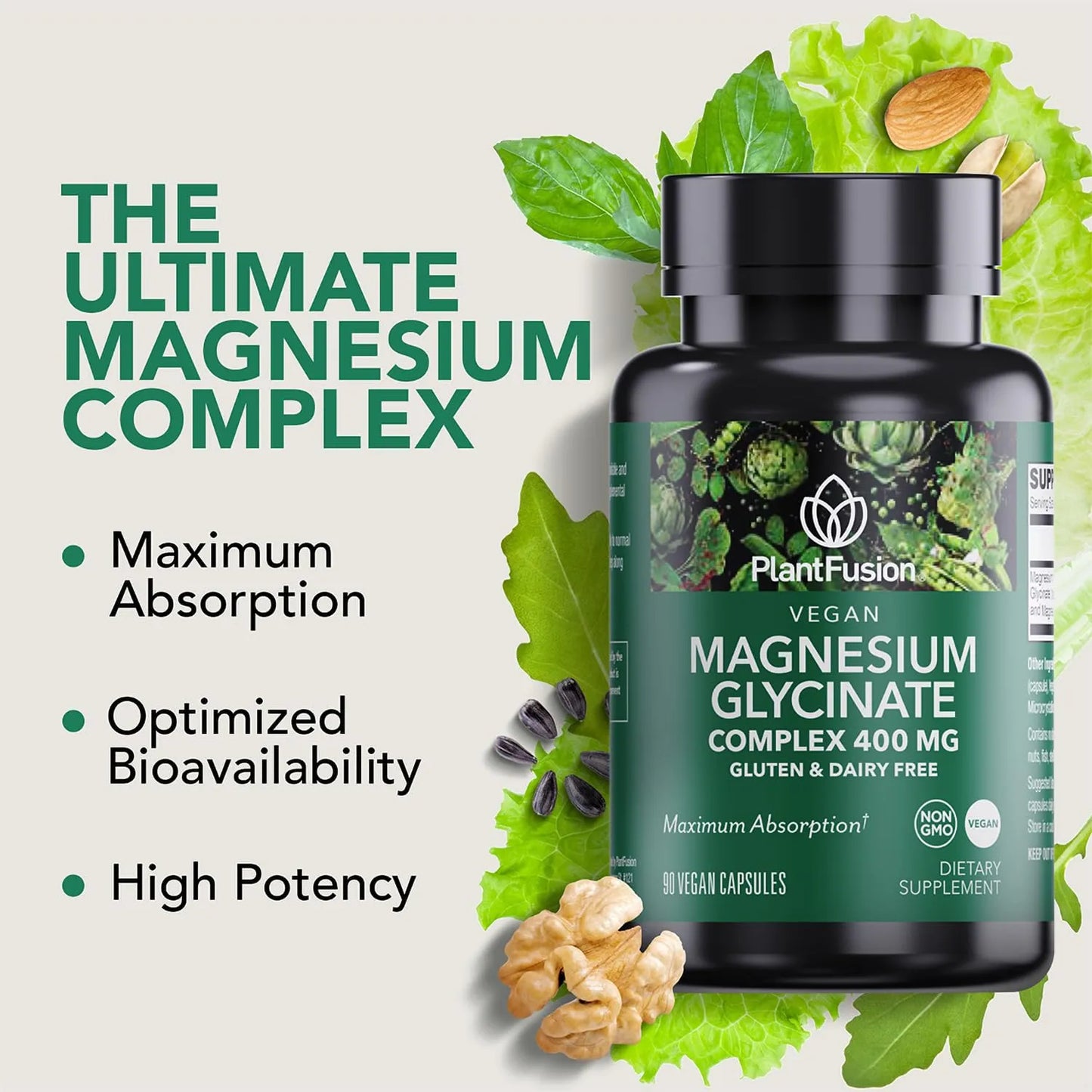 Glicinato De Magnesio 400 Mg Alta Absorción Quelatado Relaja Músculos Y Sueño
