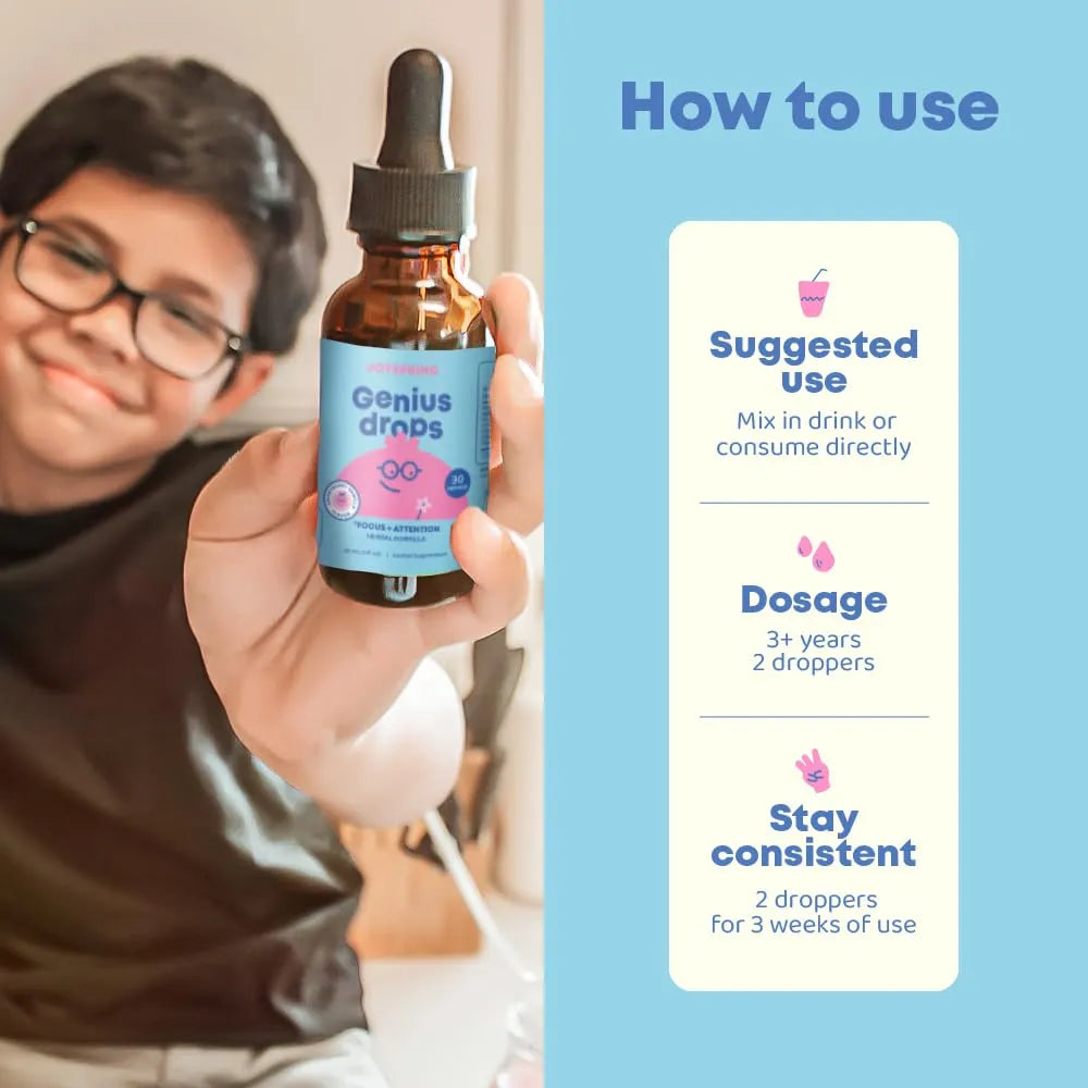 Genius Drops Smartberry Vanilla Suplemento Líquido Para Enfoque Y Memoria En Niños