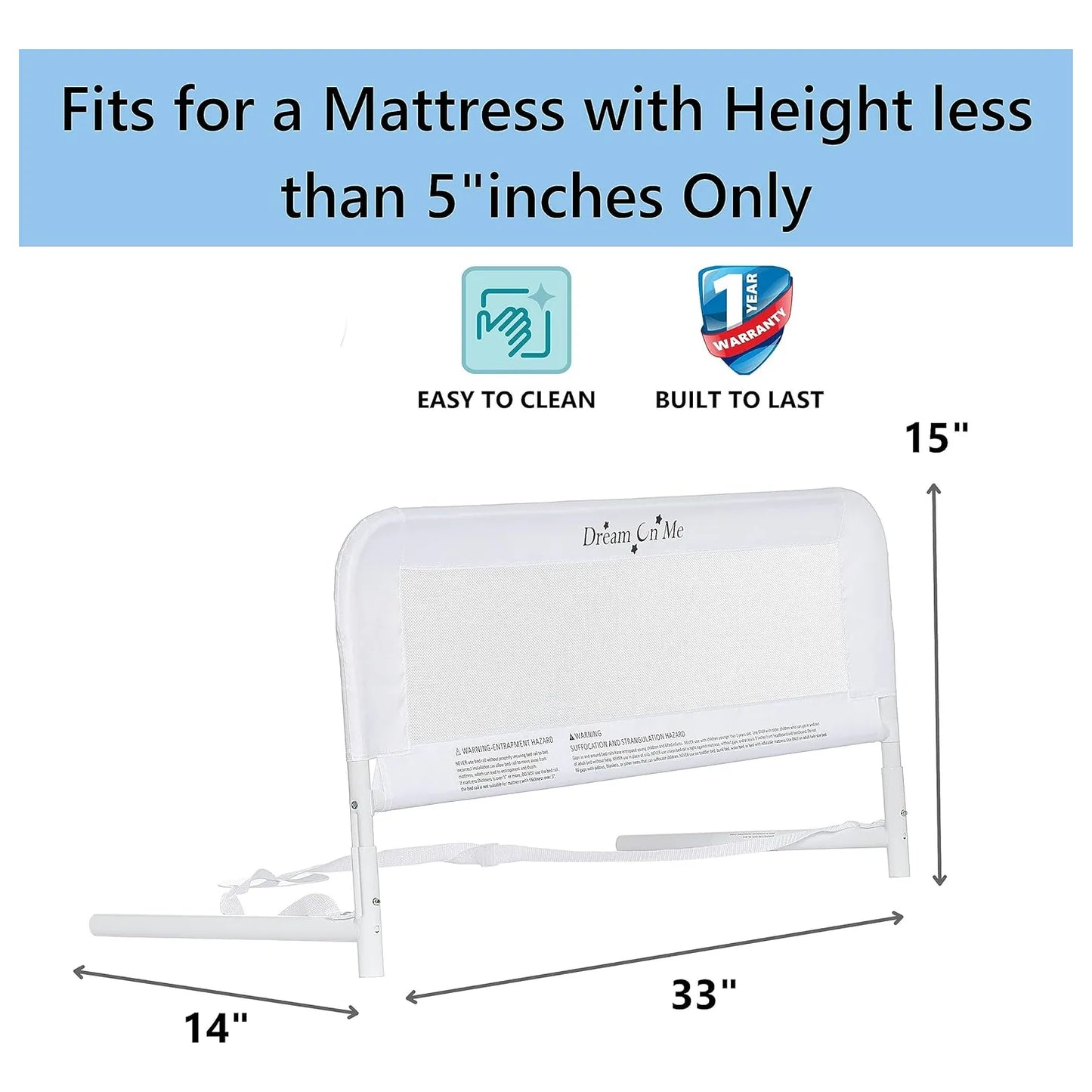 Protector Cama Doble Ajustable Malla Transpirable Seguridad Infantil