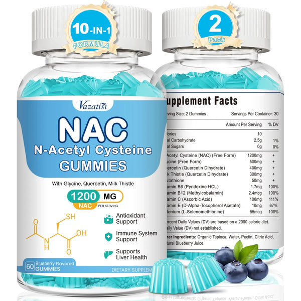 Gomitas Antioxidantes Con Cardo Mariano Selenio B6 B12 NAC 600mg Sabor Arándano