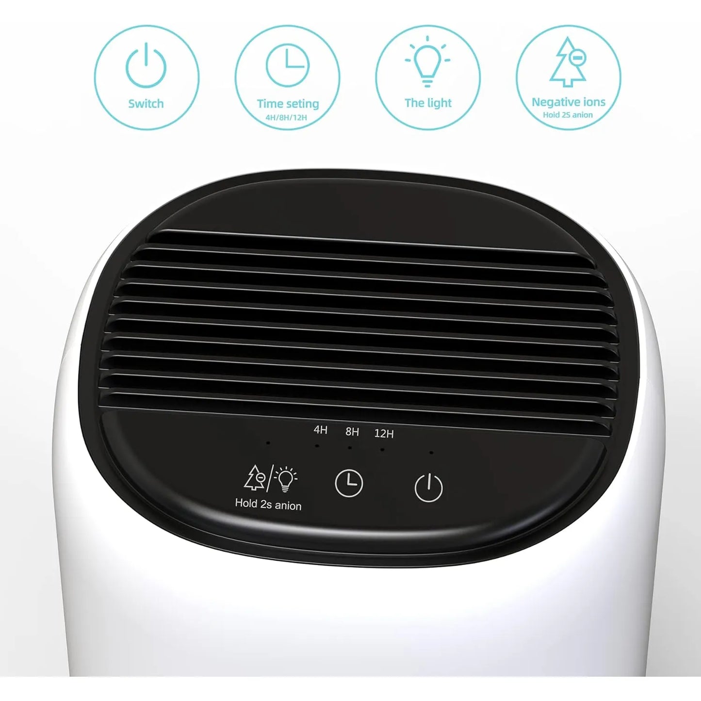 Deshumidificador Compacto Con Purificador De Aire 1000Ml Tecnologia Peltier Luces Led