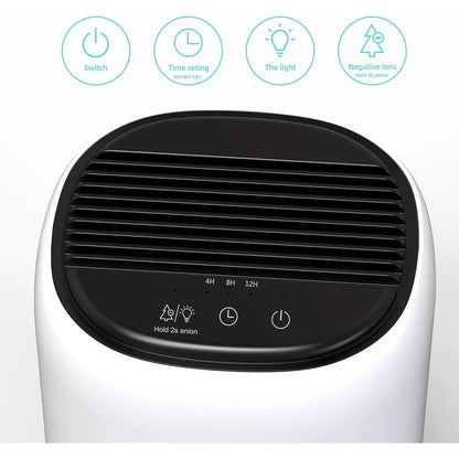 Deshumidificador Compacto Con Purificador De Aire 1000Ml Tecnologia Peltier Luces Led