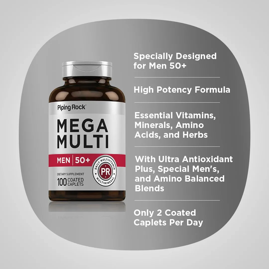 Multivitamínico Hombres Mayores 50 Años 100 Cápsulas Con Vitamina D3 Potasio Folato