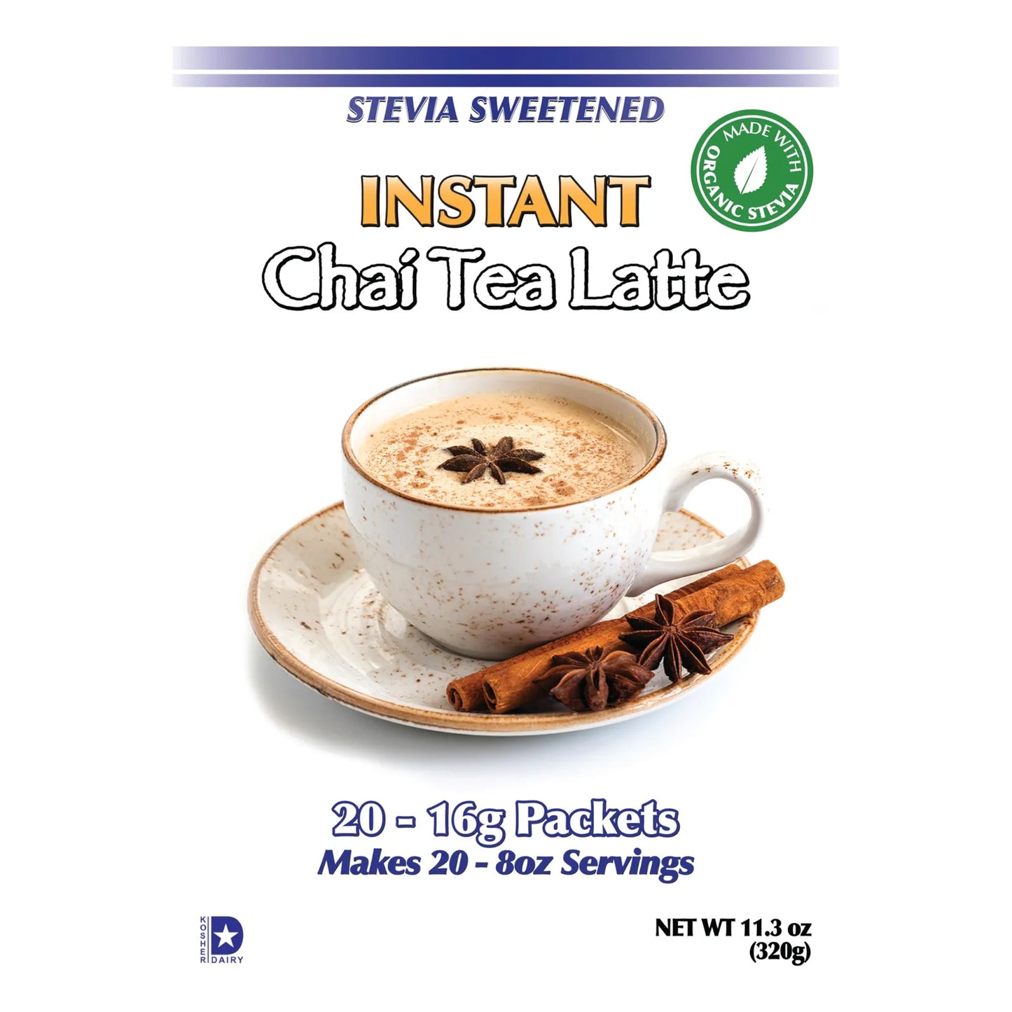Mezcla Chai Latte Sin Azúcar Endulzado Stevia 20 Sobres Sabor Premium