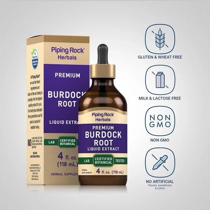 Extracto De Tintura De Raiz De Bardana 120ml Gotas Piping Rock